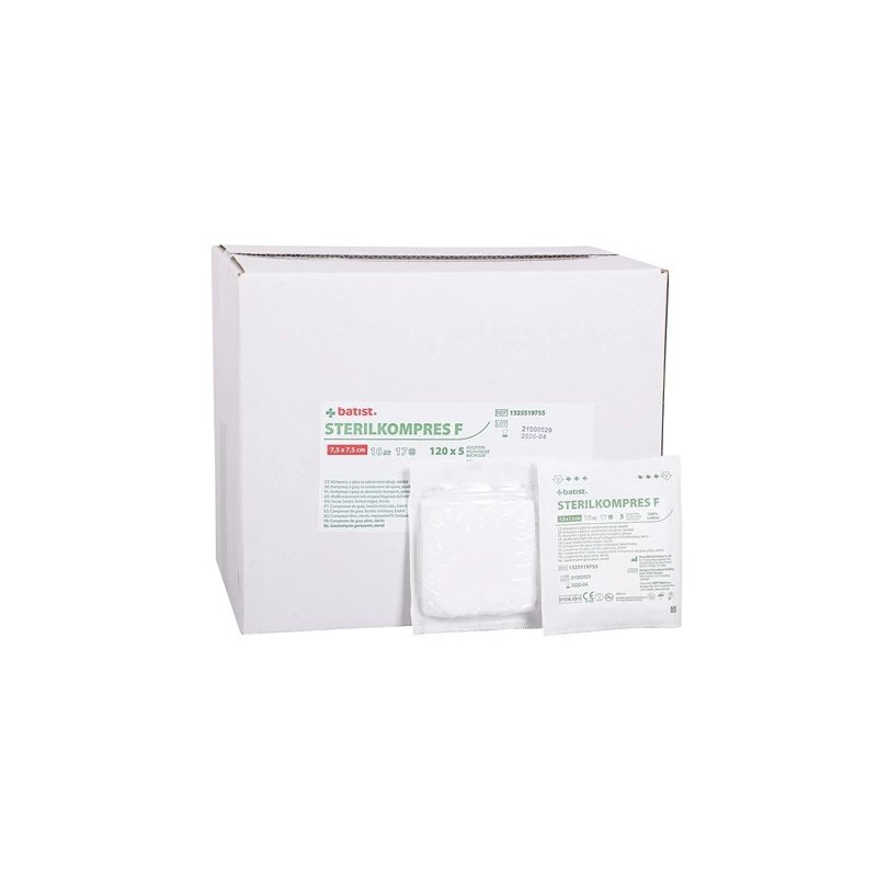 STERILKOMPRES F 7,5x7,5cm,17n/16v,120x5ks
