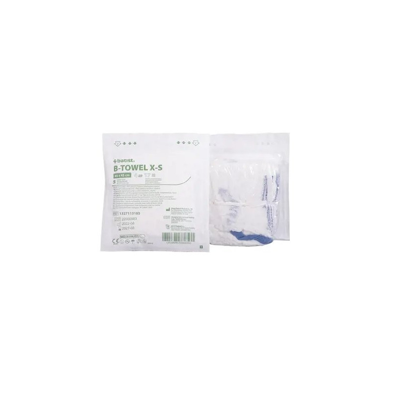 B-TOWEL X-S bř.rouška 45x45,17n/4v, RTG páska, tkanice, předepr., vázaný á5ks